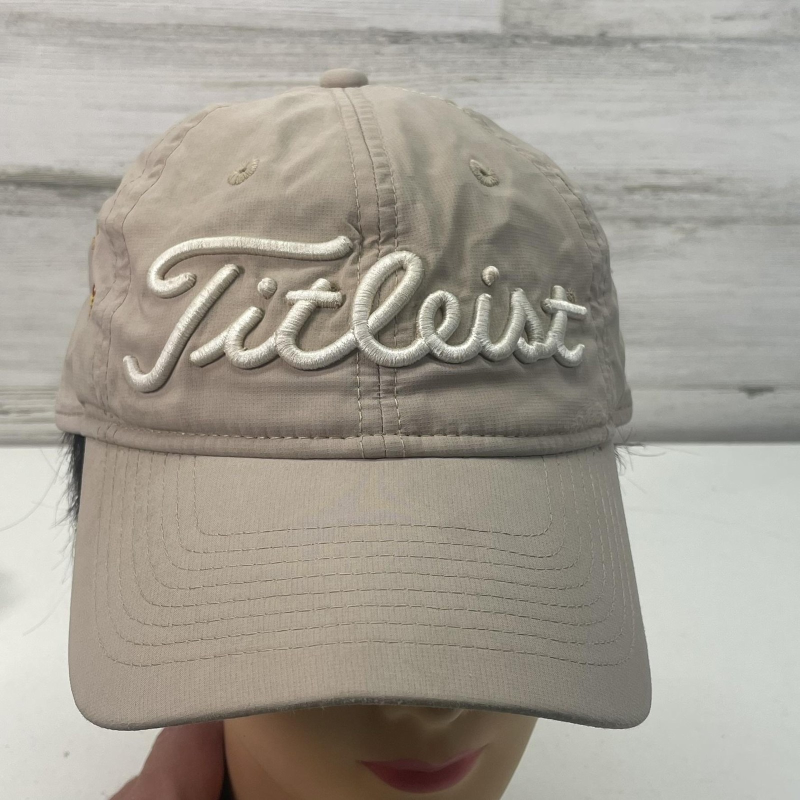 Titleist Hat Cap Strap Back One Size Beige Lightweight Breathable Mens
